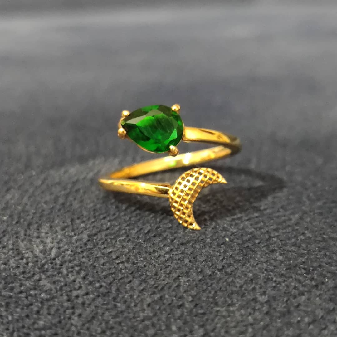 انگشتر طلا 18 عیار زنانه قیراط طرح ماه کد GH214