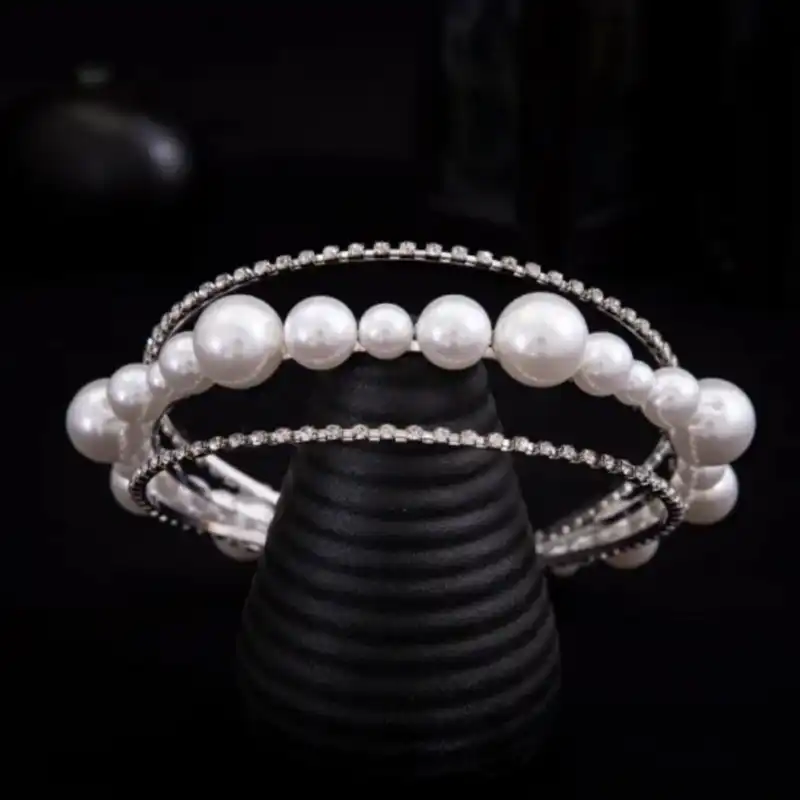 تل مو زنانه مدل مجلسی مرواریدی نگینی Sh553