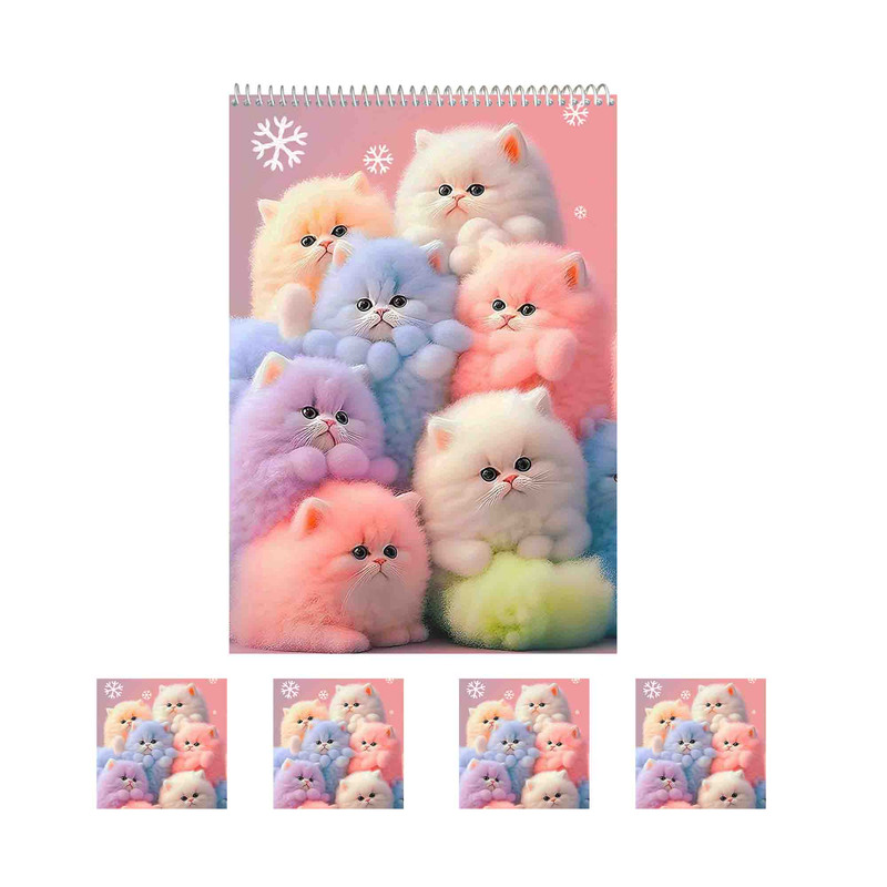 دفتر نقاشی 50 برگ مدل گربه کیوت کد 1 به همراه برچسب مجموعه 5 عددی