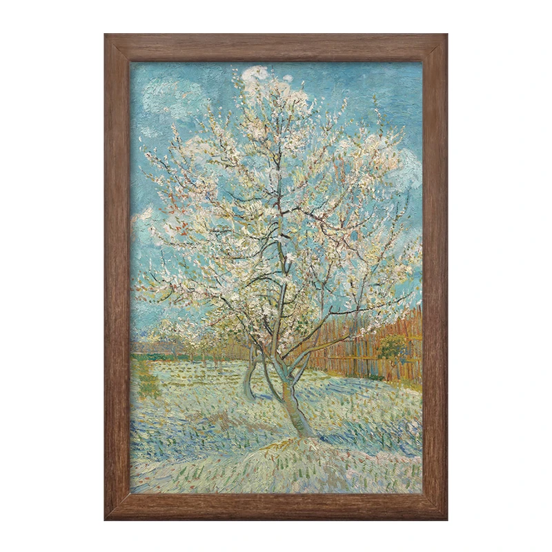 تابلو خندالو طرح درخت هلو صورتی ونسان ونگوگ (Van Gogh) کد 36806