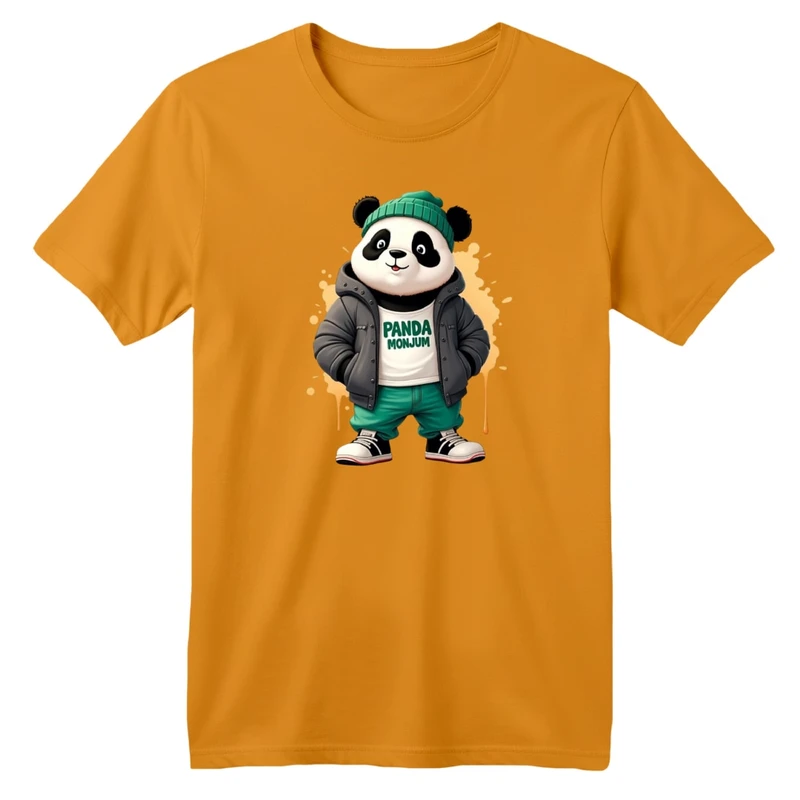 تی‌شرت آستین کوتاه لانگ بچگانه مدل پاندا زمستونی