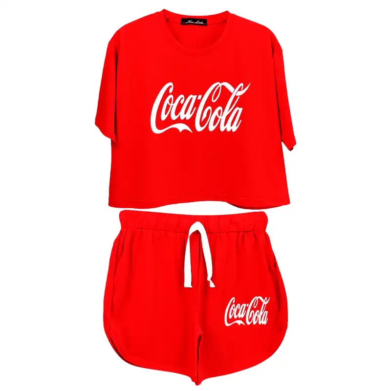 ست کراپ تاپ و شلوارک زنانه کد CL رنگ قرمز