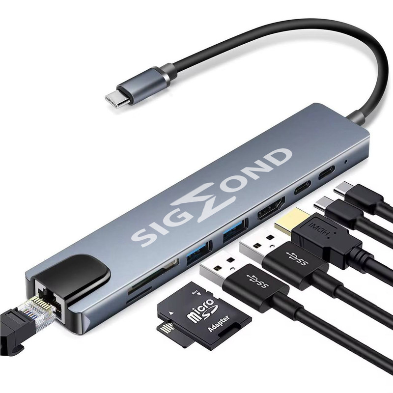 هاب 8 پورت USB-C سیگموند مدل SG-4K-8