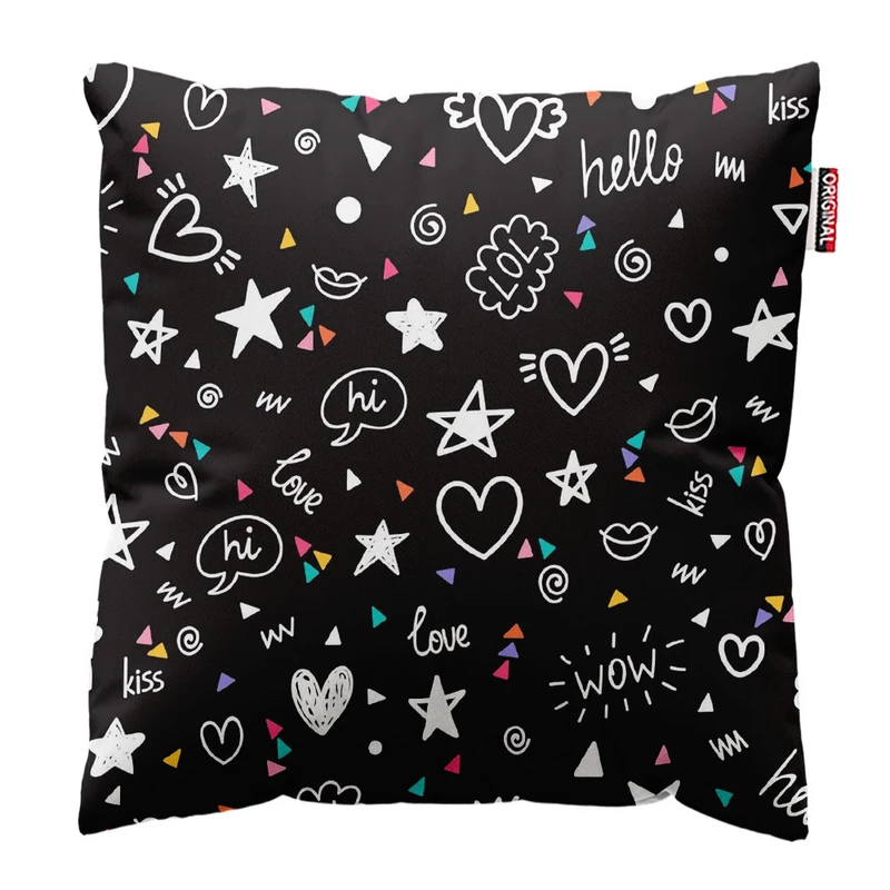 کوسن پاد آفرین طرح قلب و عشق سایز 30*30 سانتی متر کد 471