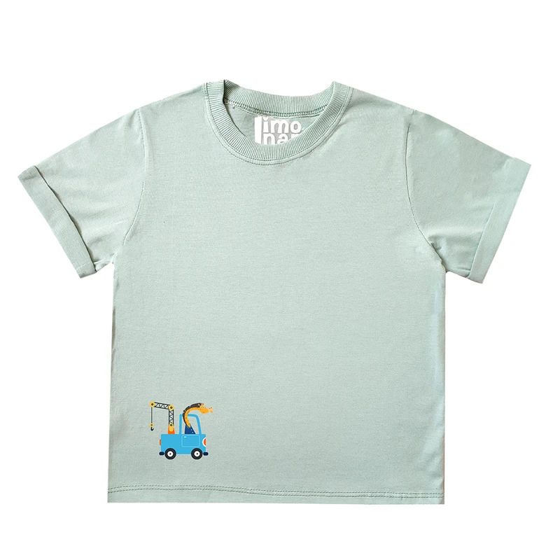 تی شرت آستین کوتاه پسرانه لیمونار گالری مدل زرافه و جرثقیل