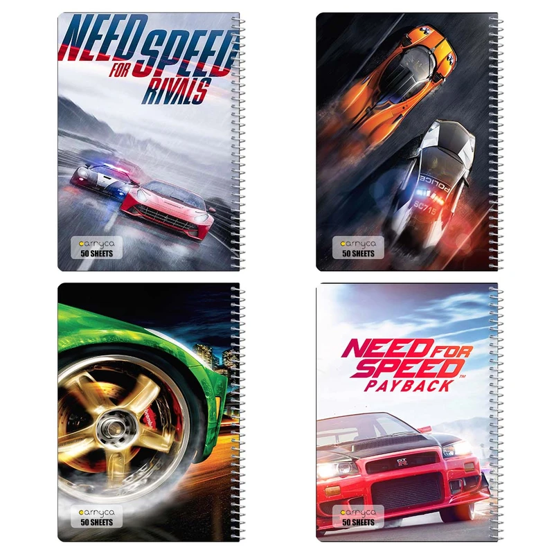 دفتر نقاشي 50 برگ کارنيکا طرح نید فور اسپید Need for Speed کد 91111 مجموعه 4 عددی