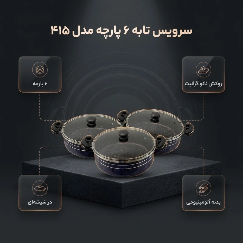 عکس شماره 2 : سرویس تابه 6 پارچه مدل 415