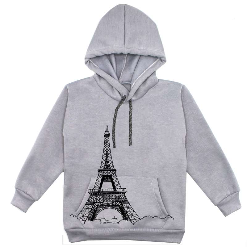 هودی پسرانه مدل ایفل F23 رنگ طوسی