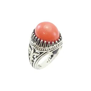 انگشتر نقره مردانه مدل مرجان چراغدار کد 36060