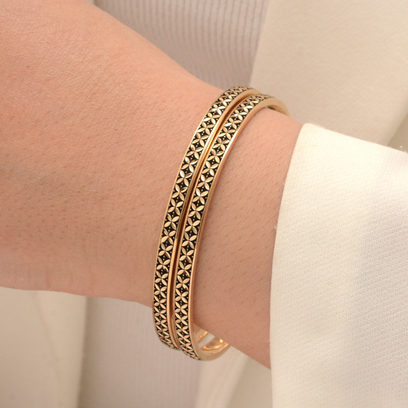 النگو طلا 18 عیار زنانه طلای مستجابی مدل سیاه قلم جلوا کد 1