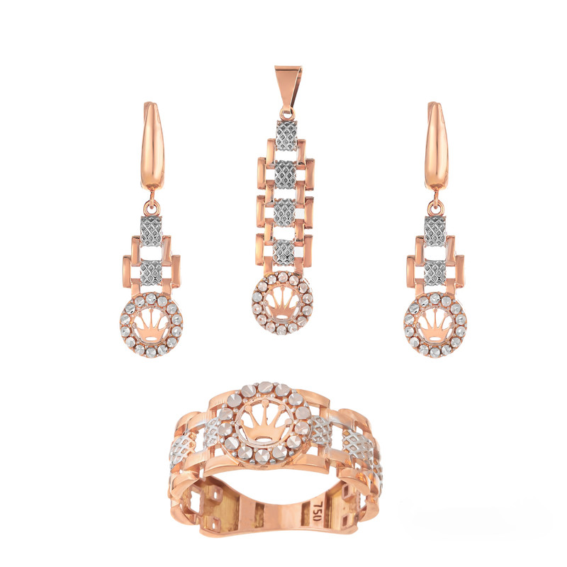 نیم ست طلا 18 عیار زنانه لیلیوم‌ گلد مدل DNCC46-29d طرح رولکس تراش