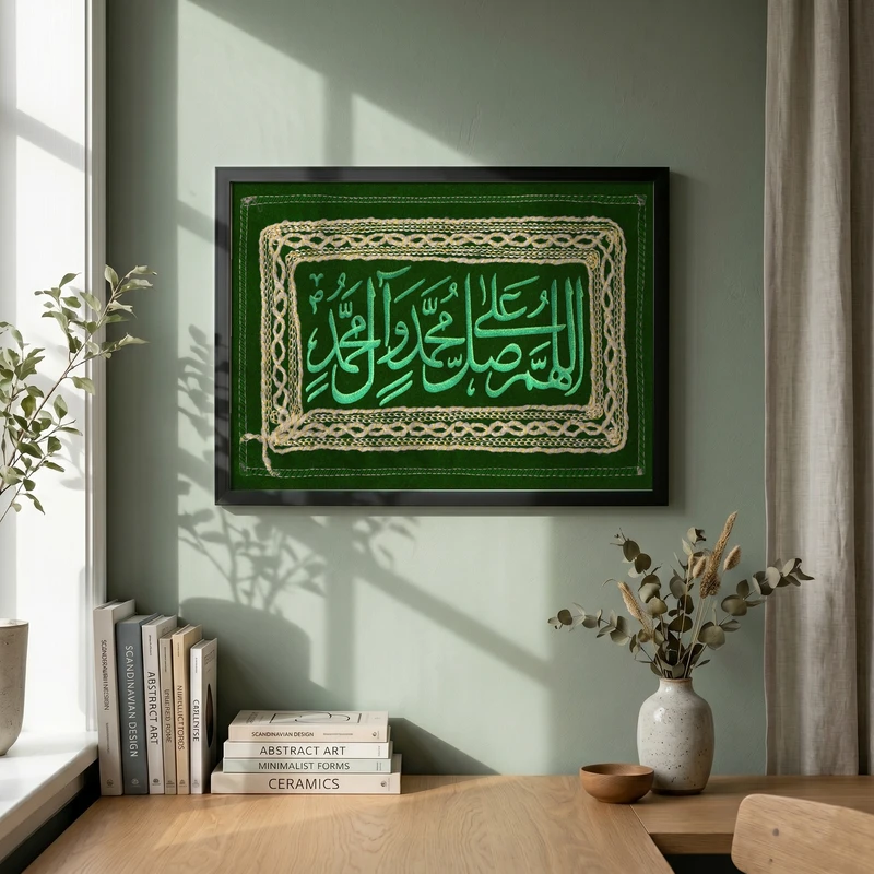 تابلو طرح کتیبه محرم مدل G15409 فریم مشکی