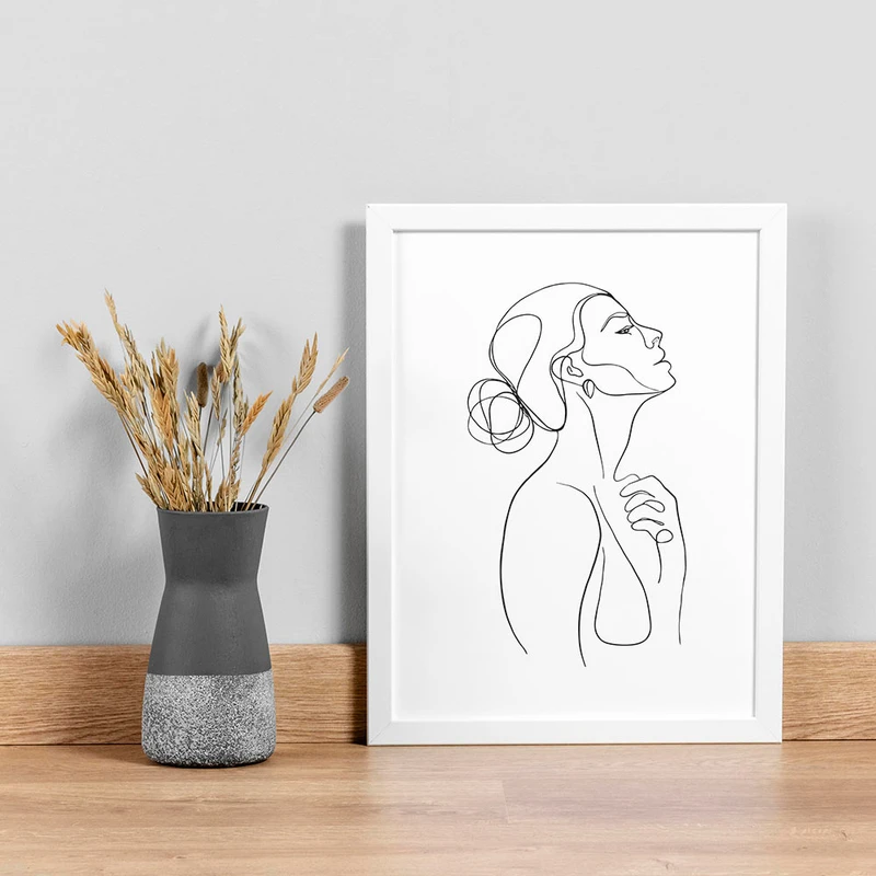 تابلو صبا طرح مدل Black line girl کد Q0323w