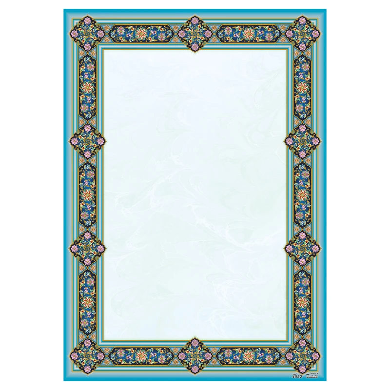 کاغذ تذهیب A4 خانه تذهیب طرح گل‌فرنگ و ابروباد کد 4022 بسته 100عددی
