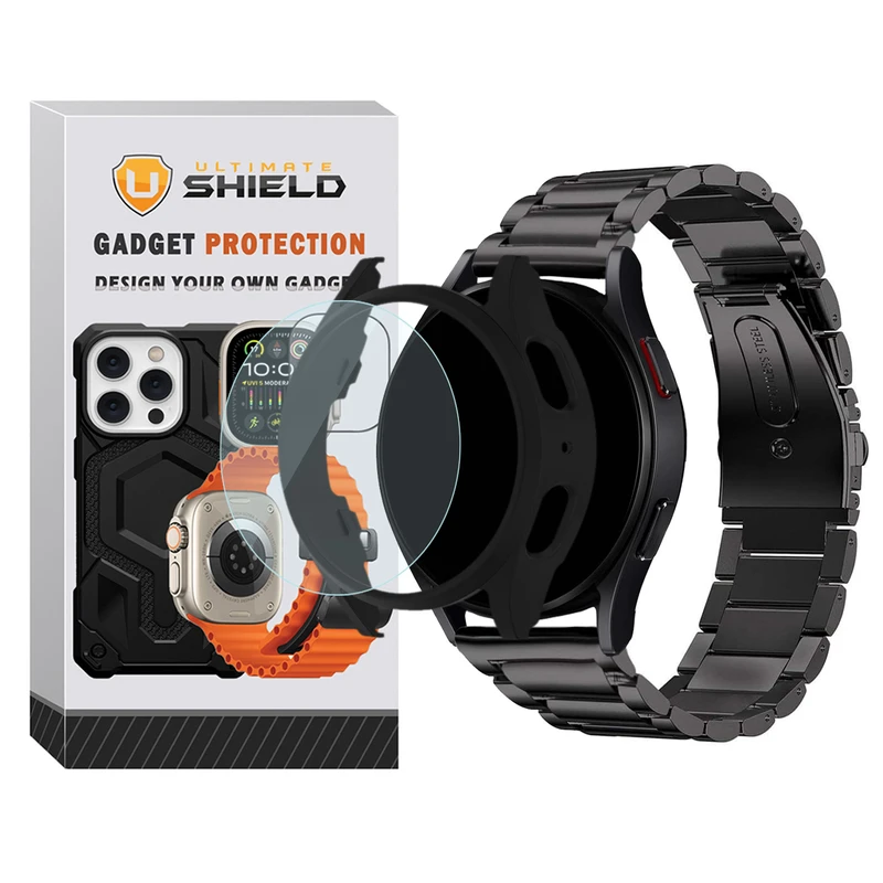 بند آلتیمیت شیلد مدل PC 3Bead مناسب برای ساعت هوشمند سامسونگ Galaxy Watch 4 Classic 46mm به همراه کاور