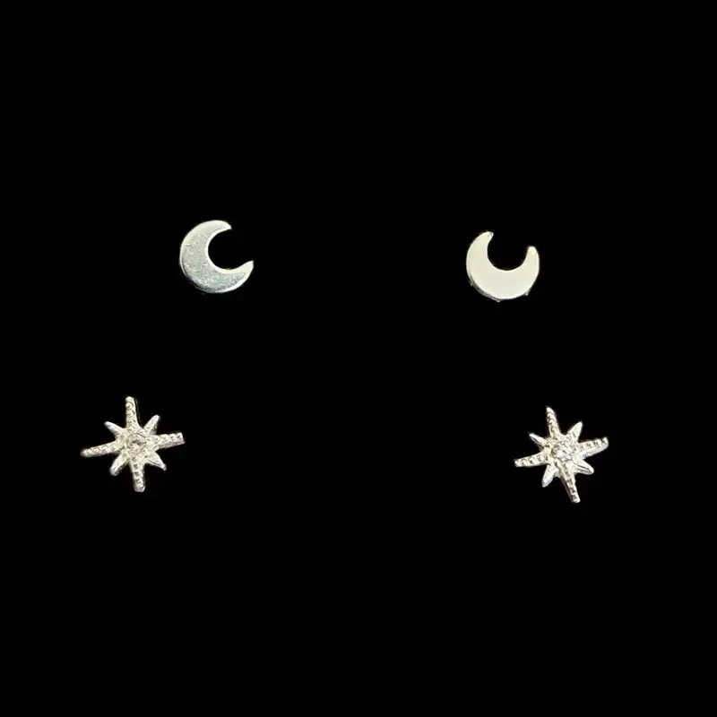 گوشواره نقره زنانه مدل سوزنی مجموعه 2 عددی