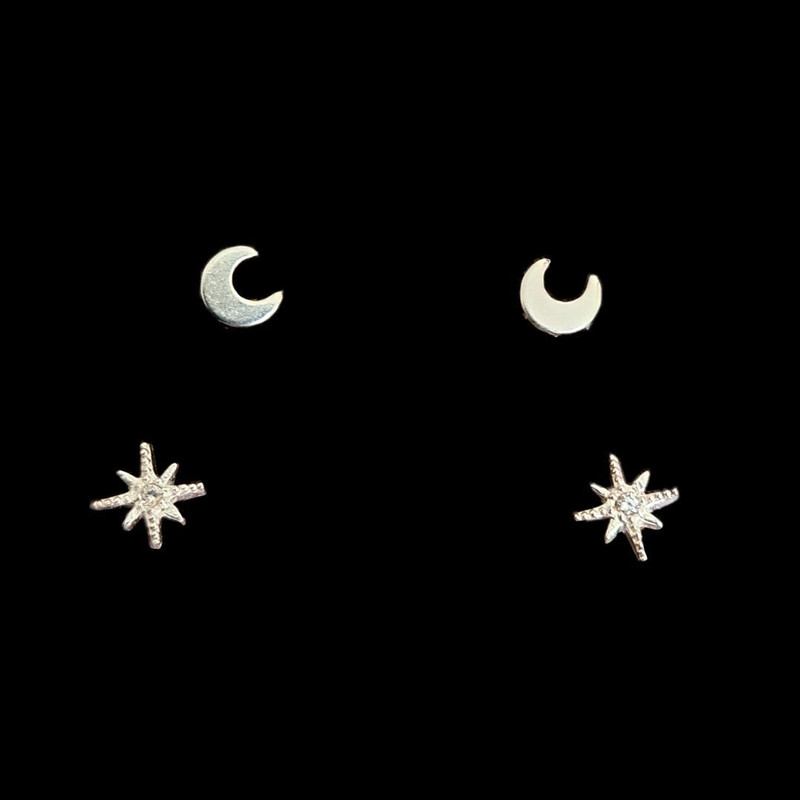 گوشواره نقره زنانه مدل سوزنی مجموعه 2 عددی