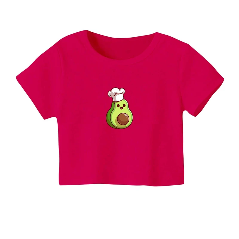 کراپ‌ تی‌شرت آستین کوتاه زنانه مدل آووکادو آشپز