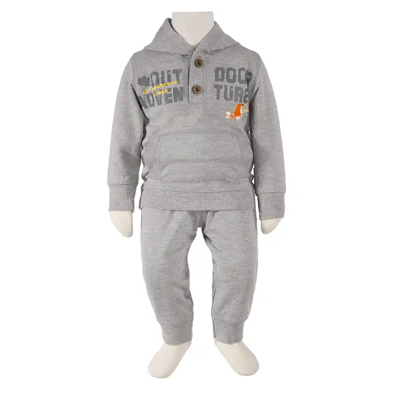 ست هودی و شلوار نوزادی آدمک مدل 01 کد 265000 رنگ طوسی