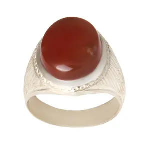 انگشتر نقره مردانه بازرگانی میلادی مدل  سنگ عقیق یمنی کهنه رکاب دست ساز کد AM_2188