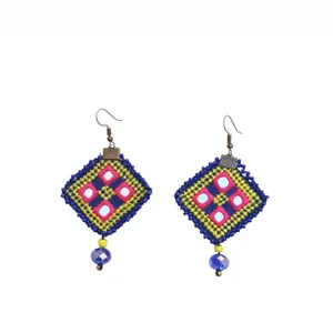 گوشواره دست دوز زنانه مدل سوزندوزی آینه ای