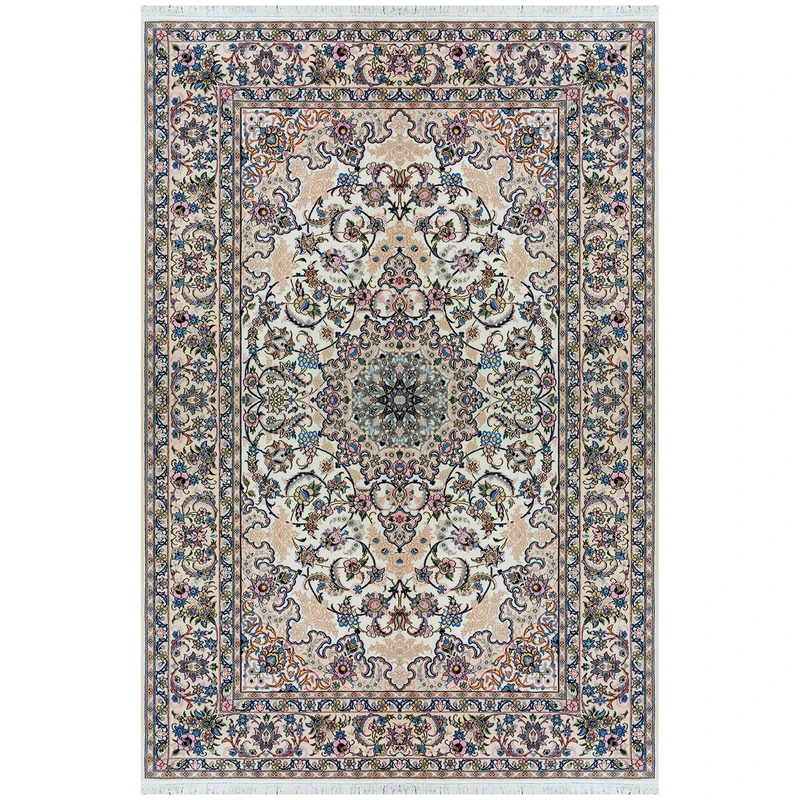 فرش دستبافت ۶ متری مدل نایین ۹لا کد 003 زمینه کرم