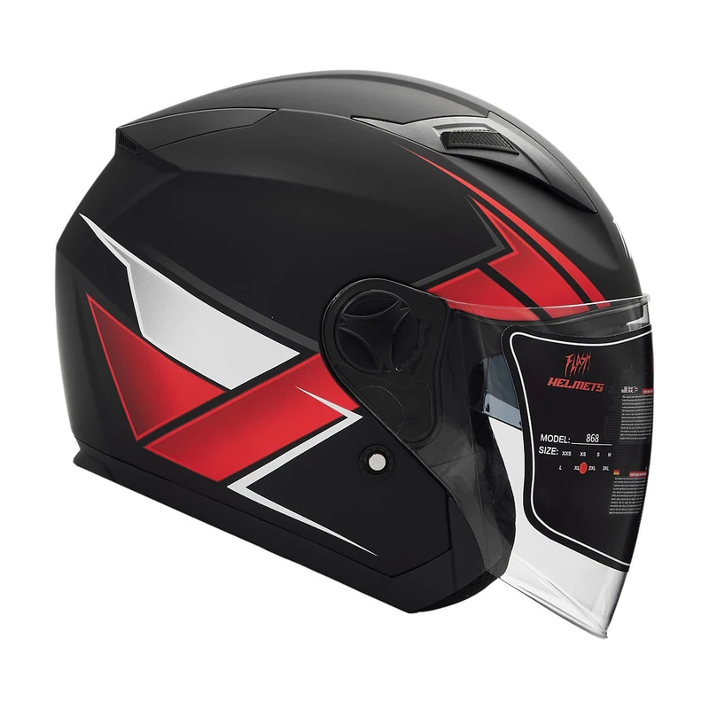 کلاه کاسکت بدون فک فلش مدل 868 matt black-red-white