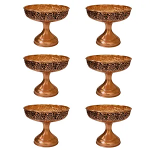 ست آجیل خوری مسی مدل آفتابگردان کد ZH320.12 مجموعه شش عددی