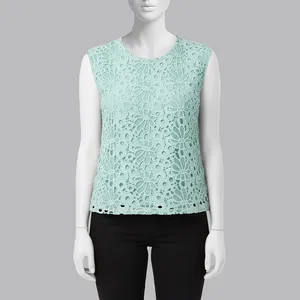 بلوز آستین کوتاه یقه گرد زنانه مدل دانتل