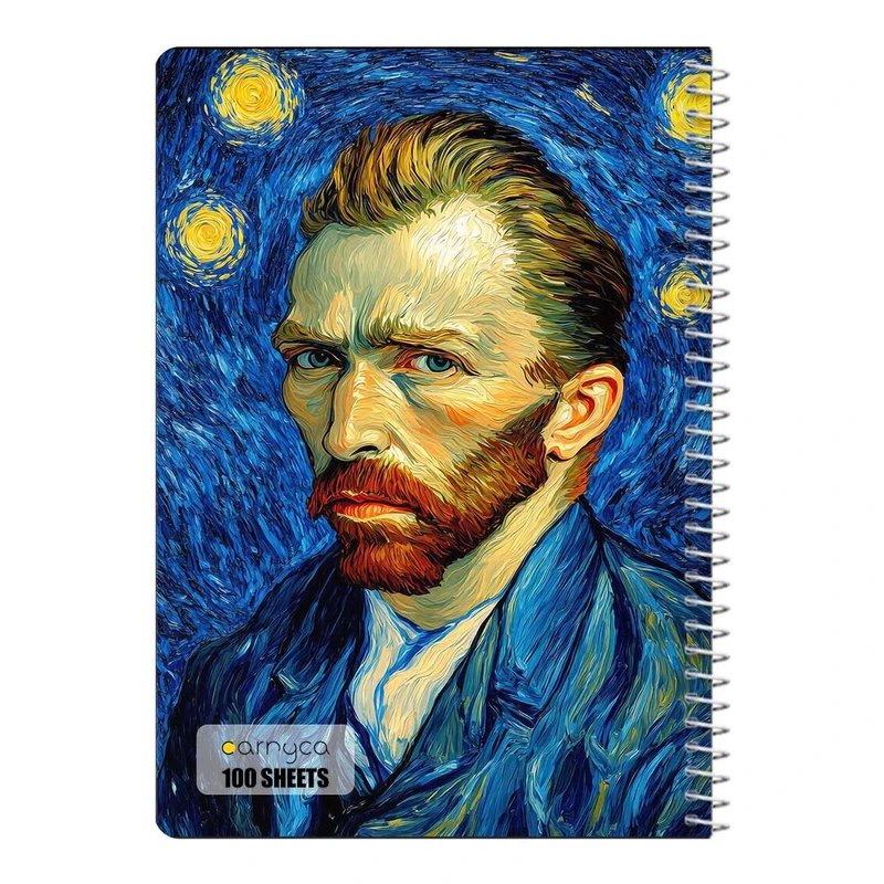 دفتر مشق 100 برگ سیمی کارنیکا طرح شب پرستاره فانتزی ون گوگ Fantasy Starry Night Van Gogh کد 15932