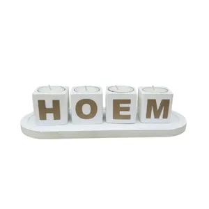 ست 9 تکه جاشمعی سنگی مدل HOME به همراه شمع
