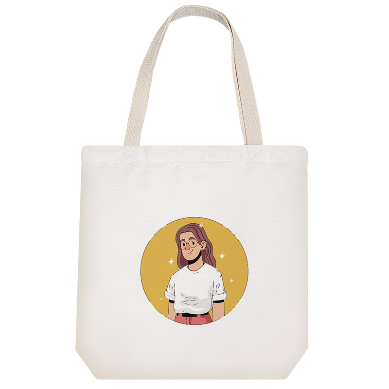 ساک خرید خندالو مدل دخترک سفید و نارنجی کد 5302