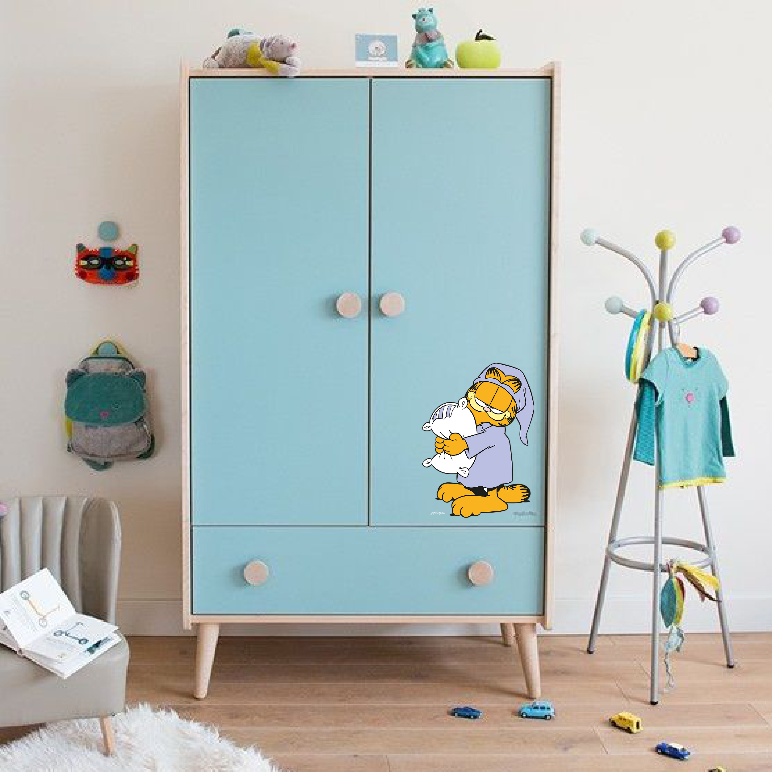 استیکر دیواری کودک مدل گارفیلد خوابالو