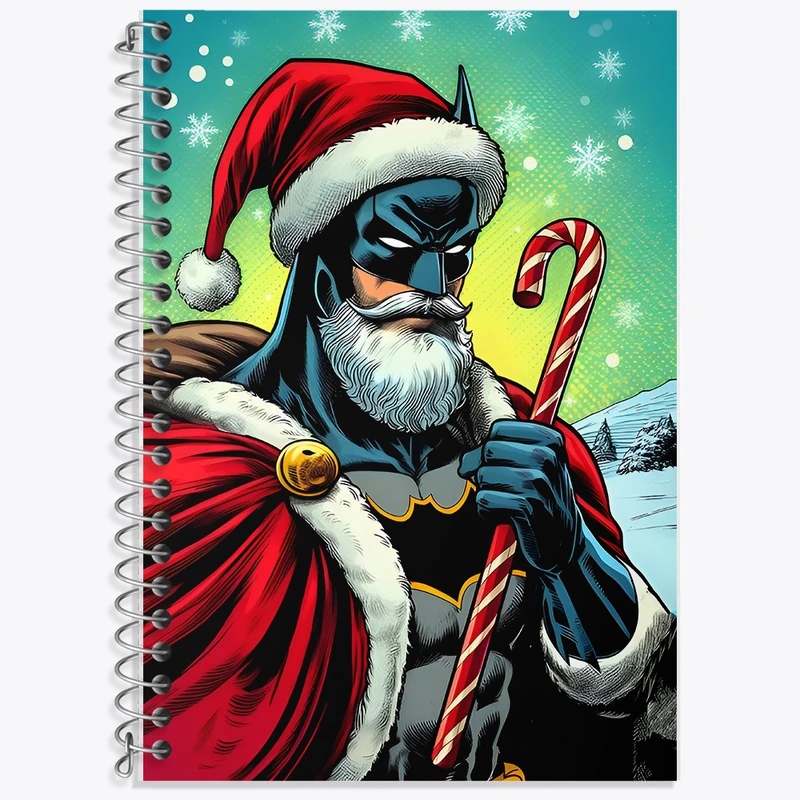 دفتر زبان 50 برگ خندالو مدل دو خط طرح بتمن بابانوئل کد F8097