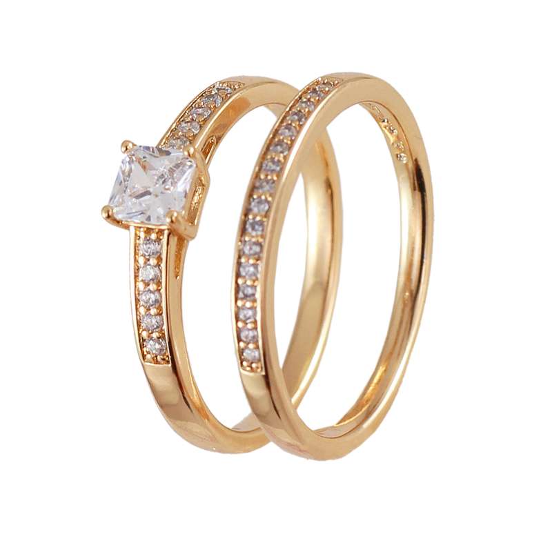 انگشتر زنانه ژوپینگ مدل حلقه و پشت حلقه کد AAE378 بسته دو عددی