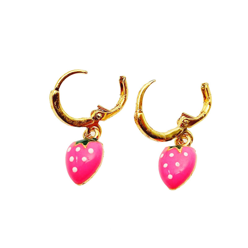 گوشواره دخترانه طرح توت فرنگی مدل 590GUD گوشواره دخترانه طرح توت فرنگی مدل 590GUD