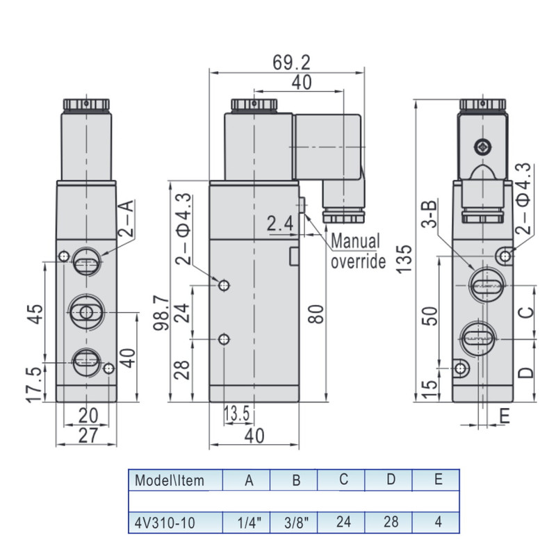 شیر برقی ایرتک مدل 4v310-10-3/8-220v