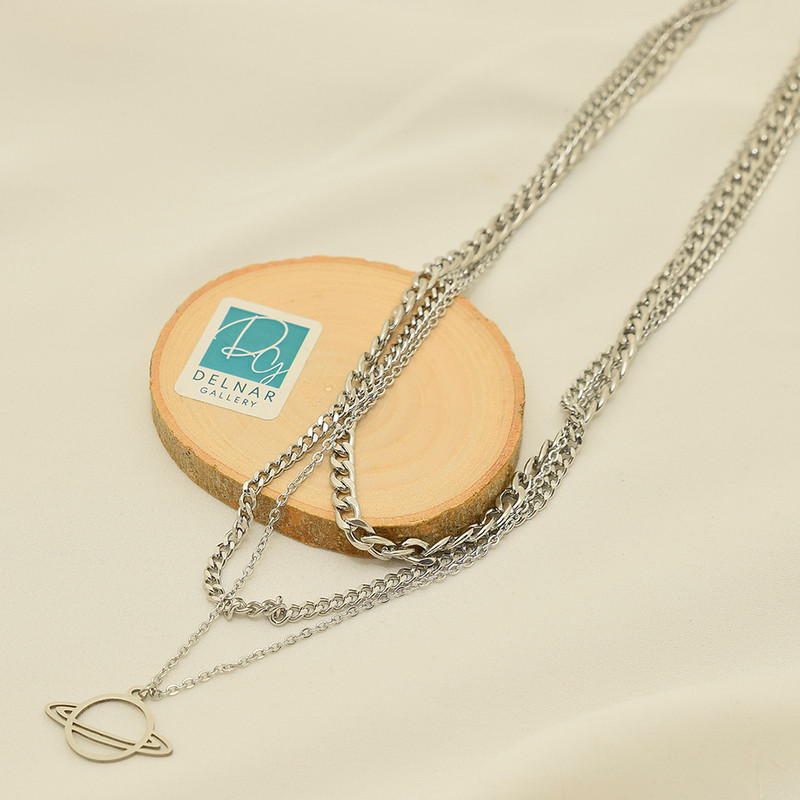 گردنبند دخترانه دلنار گالری مدل گلکسی سه لاین