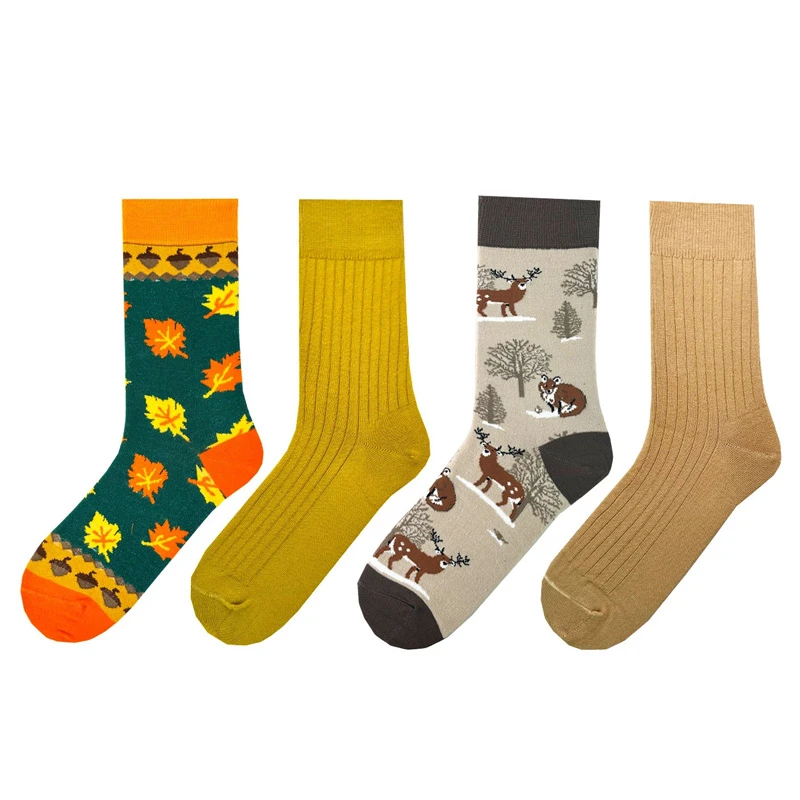 جوراب ساق بلند زنانه ال سون مدل قصه پاییزی کد PH1104 بسته 4 عددی