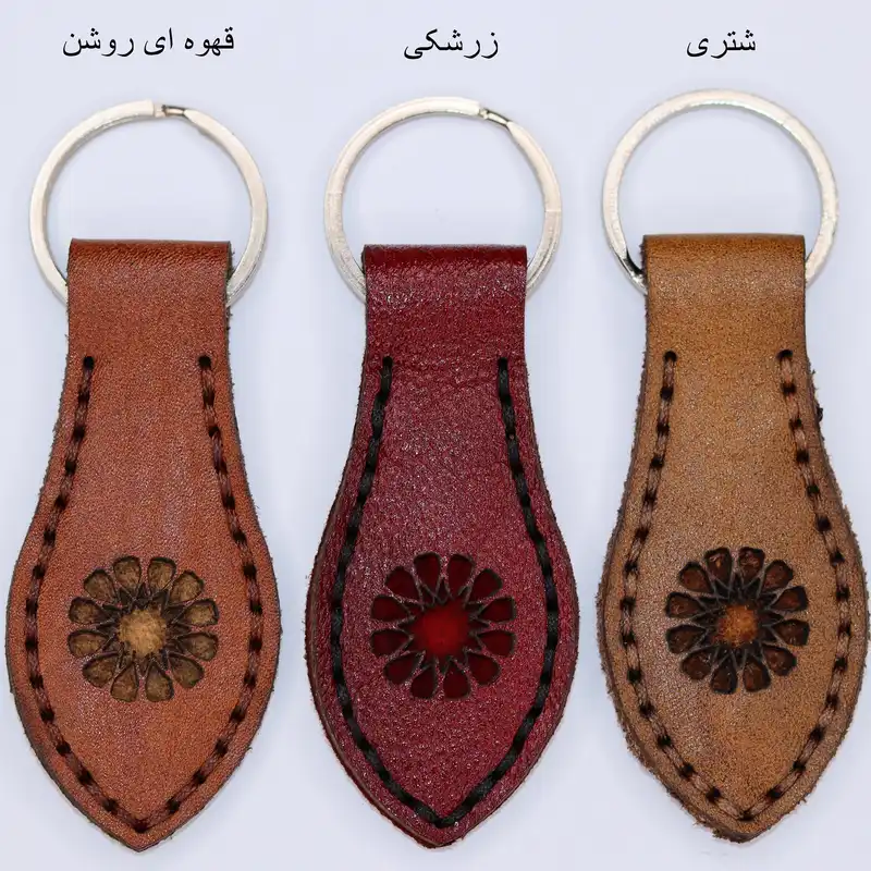 جاکلیدی چرمی مدل انگشتی تک گل دستدوز