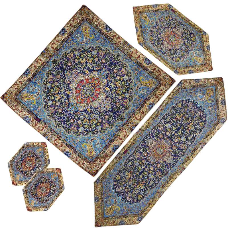 ست 5 تکه رومیزی ترمه مدل حسامی کد SRMEH5-5