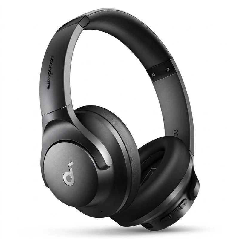 هدفون بلوتوثی انکر مدل soundcore q20i با نویز کنسلینگ فعال (anc)، درگاه شارژ usb type-c، دارای 2 میکروفون داخلی و 2 میکروفون خارجی، پشتیبانی از صدای hi-res از طریق کابل aux