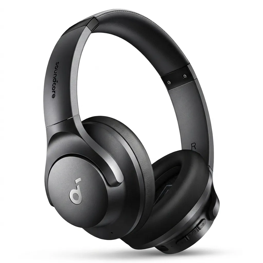 هدفون بلوتوثی انکر مدل Soundcore Q20i با نویز کنسلینگ فعال (ANC)، درگاه شارژ USB Type-C، دارای 2 میکروفون داخلی و 2 میکروفون خارجی، پشتیبانی از صدای Hi-Res از طریق کابل AUX