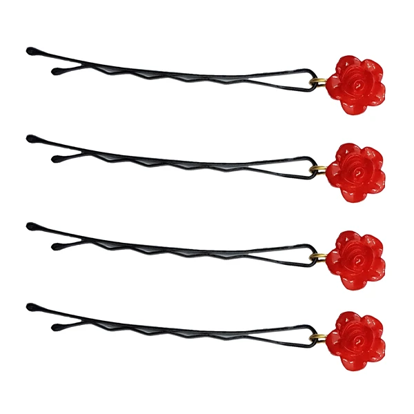 سنجاق مو زنانه مدل گل رز مجموعه چهار عددی
