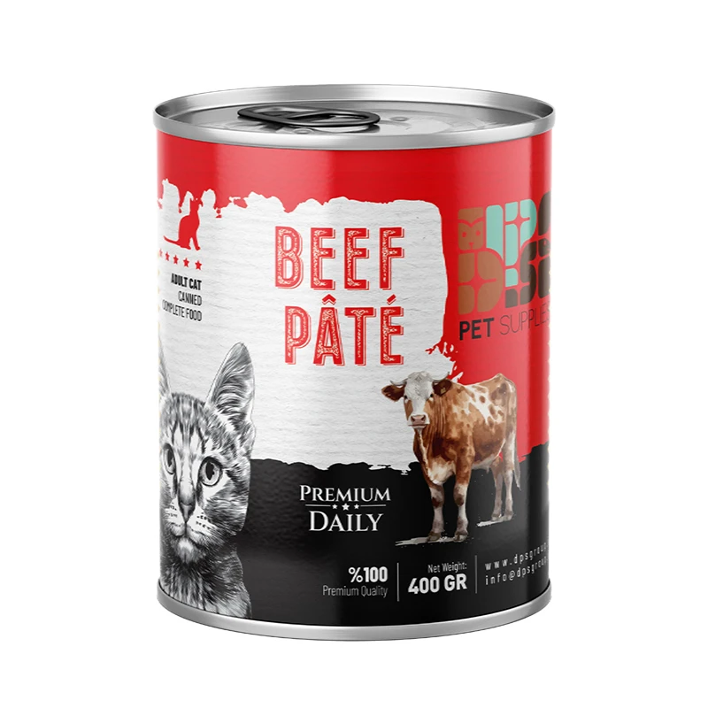 کنسرو غذای گربه بالغ دی پی اس مدل پته طعم گوشت گاو وزن ۸۰۰ گرم