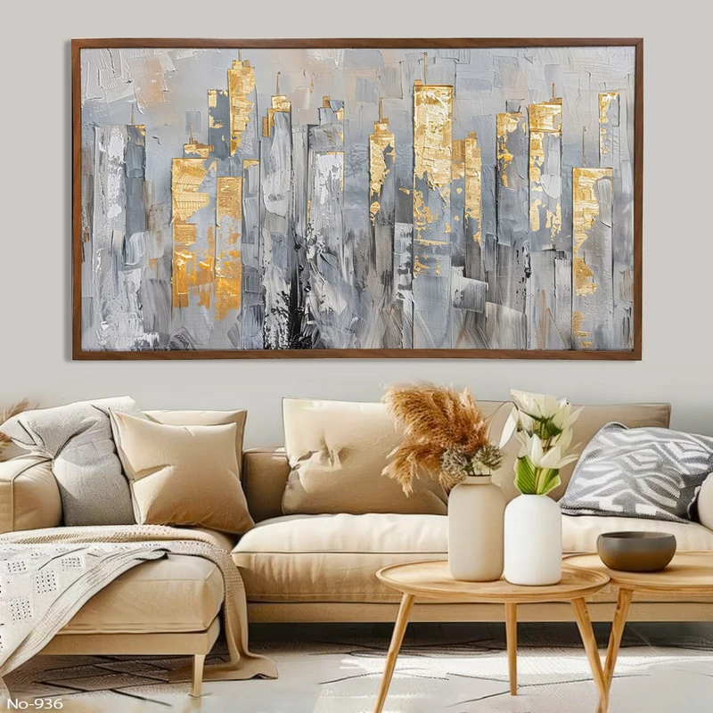 تابلو طرح دکوراتیو مدرن کد 936 فریم قهوه ای روشن