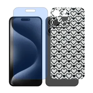 Glass Together model blue cut screen protector suitable for Apple iPhone 15 Pro Max mobile phone with cover sticker on the back of the phone