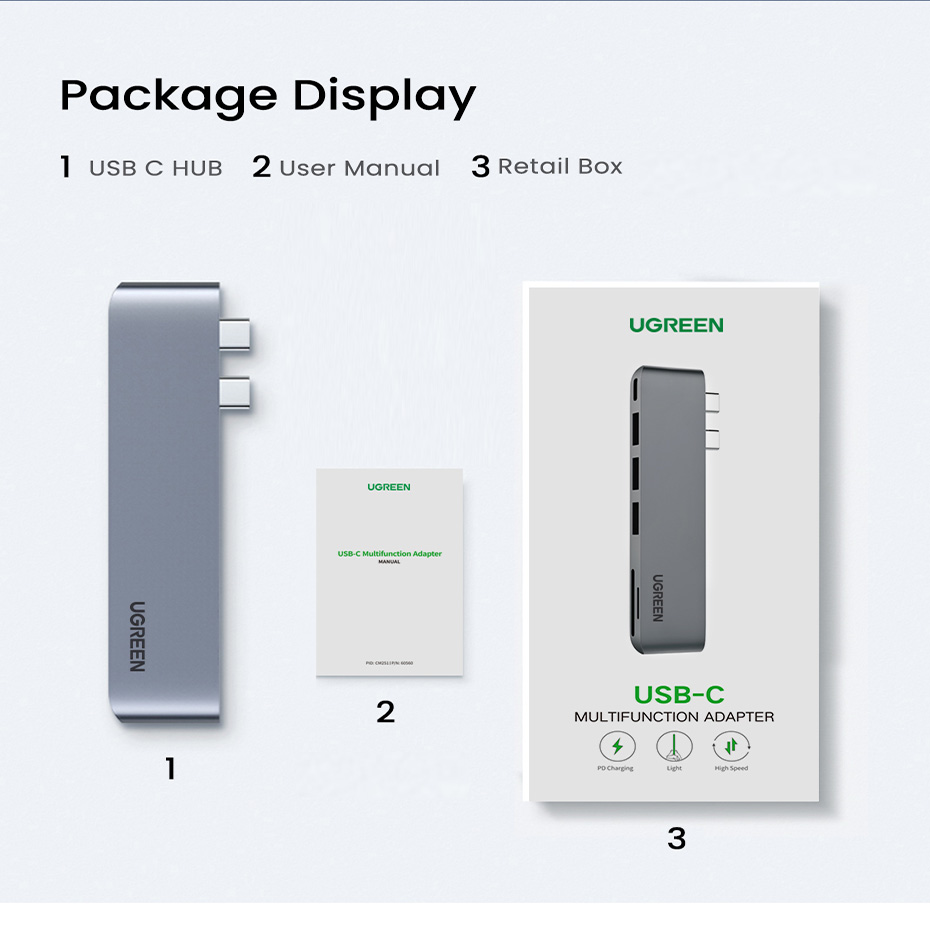 هاب 6پورت usb-c یوگرین مدل CM251-60560