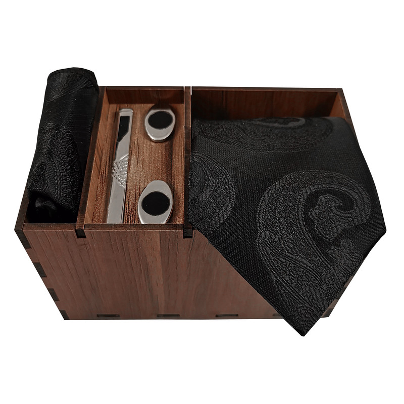 ست کراوات و دستمال جیب و دکمه سردست و گیره کراوات مردانه مدل 599