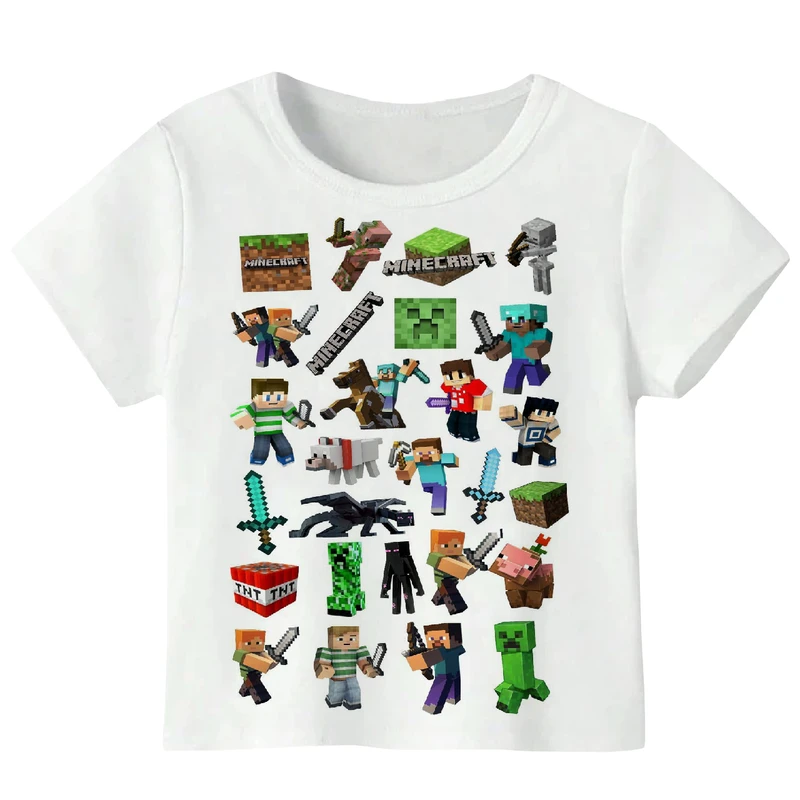 تی شرت آستین کوتاه دخترانه مدل ماینکرفت کد WS54
